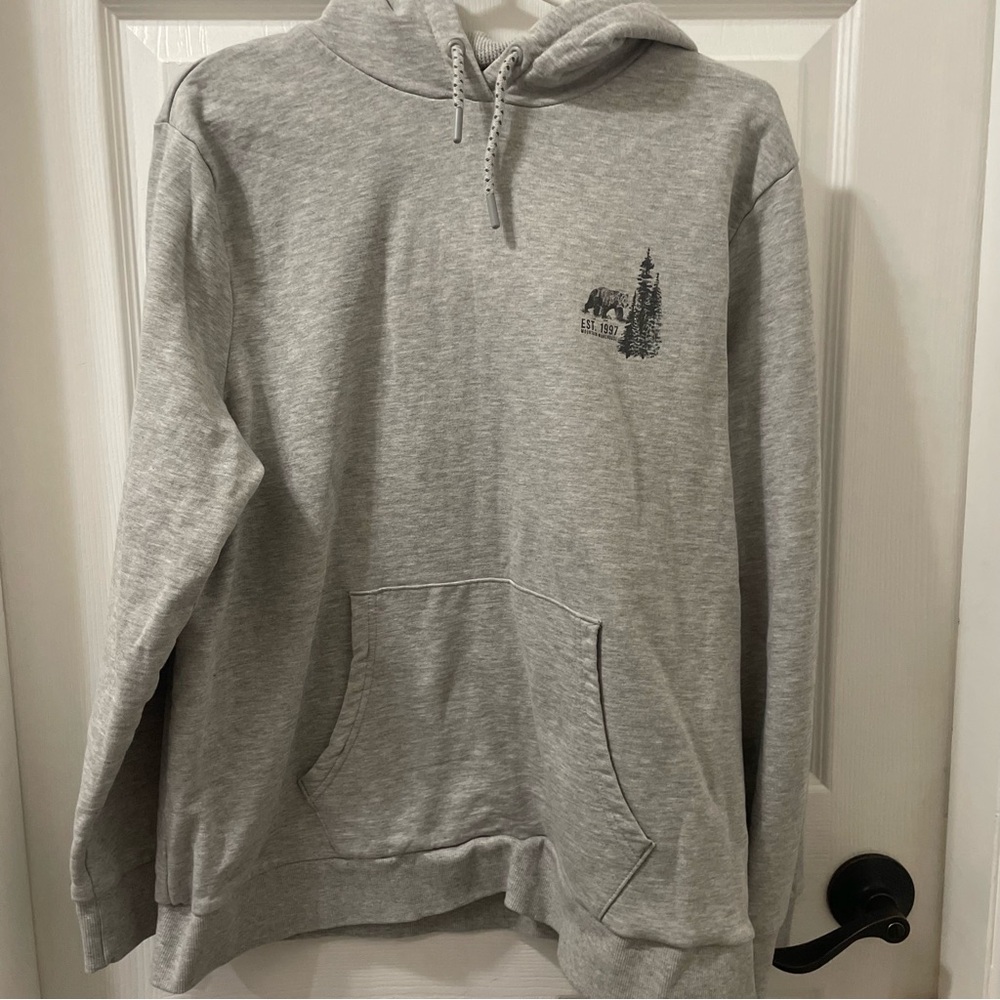 Gray Women's Hoodie Sweatshirt with Forest Bear Graphic